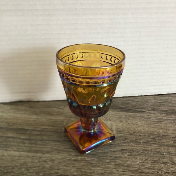 Vtg Amber Carnival Glass Goblet - Picture 2 of 8